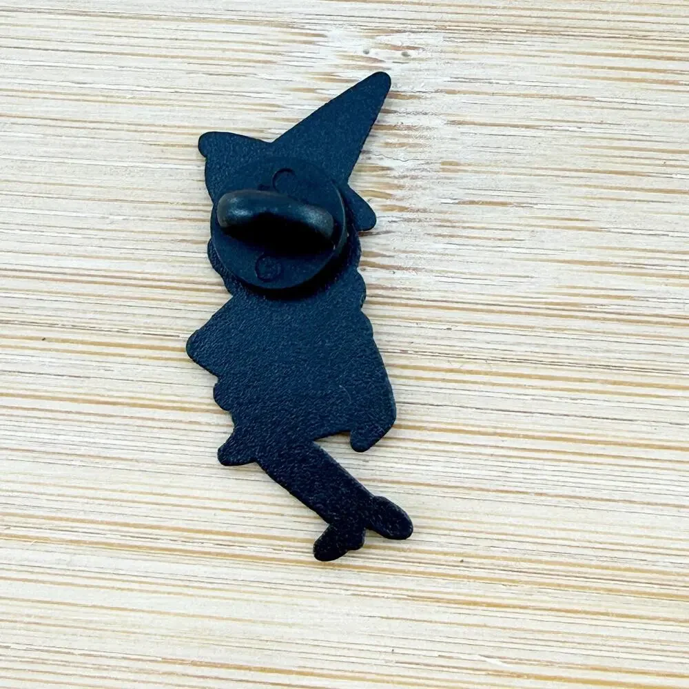 Retro Witch Enamel Pin Red Hat Black Cape Halloween Spooky Vintage Gothic